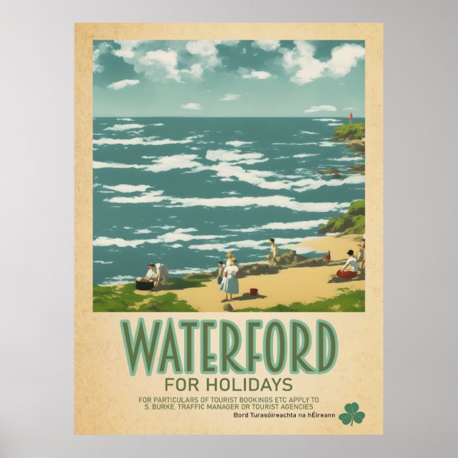 Waterford Ireland, Retro Irish Travel Advert Poster (Framsidan)