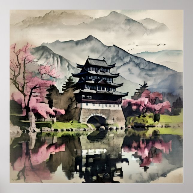 Waterfront Castle Landscape Poster (Framsidan)