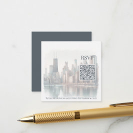 Waterfront Cityscape QR-kod Chicago Bröllop Tilläggskort