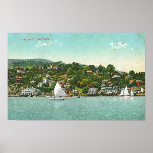 Waterfront View of the City, Segelbåt Poster (Framsidan)
