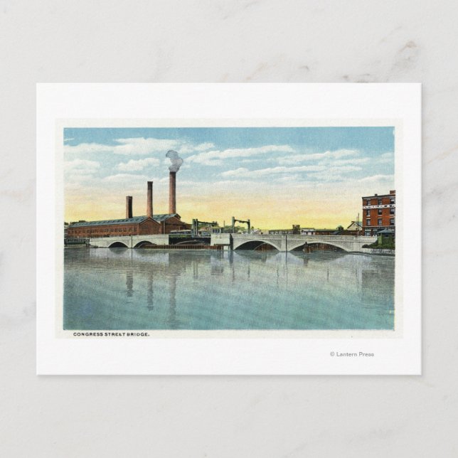Waterfront View of the Congress Street Bridge Vykort (Framsida)