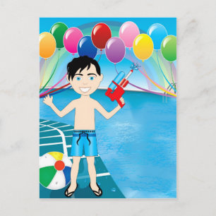 Watergun Bassäng Boy Vykort