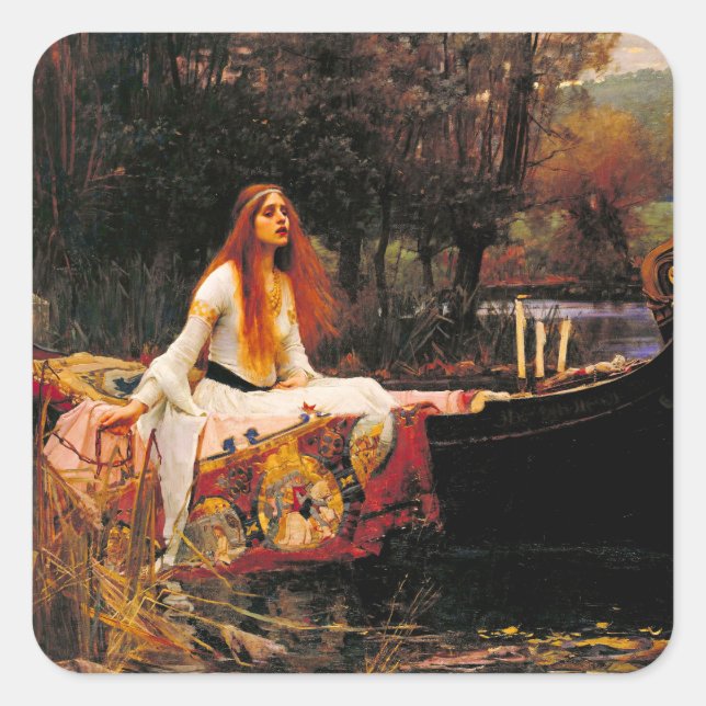 Waterhouse Dam i Shalott Fyrkantigt Klistermärke (Framsida)