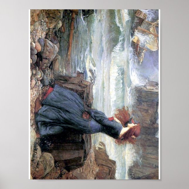 Waterhouse Miranda Woman Sea Frakt Poster (Framsidan)