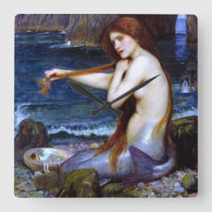 Waterhouse: Sjöjungfrun Fyrkantig Klocka