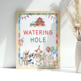 Watering av Hål Boskap Barnyard Birthday Poster