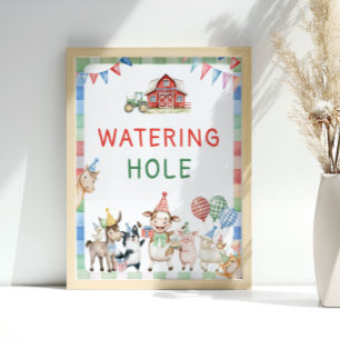 Watering av Hål Boskap Barnyard Birthday Poster
