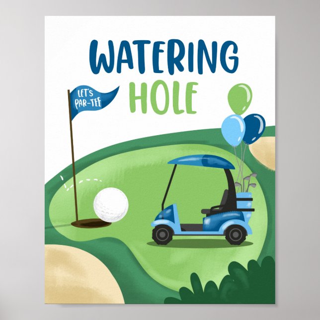 Watering av Hål Golf Par-Tee Boy Birthday-tecken Poster (Framsidan)