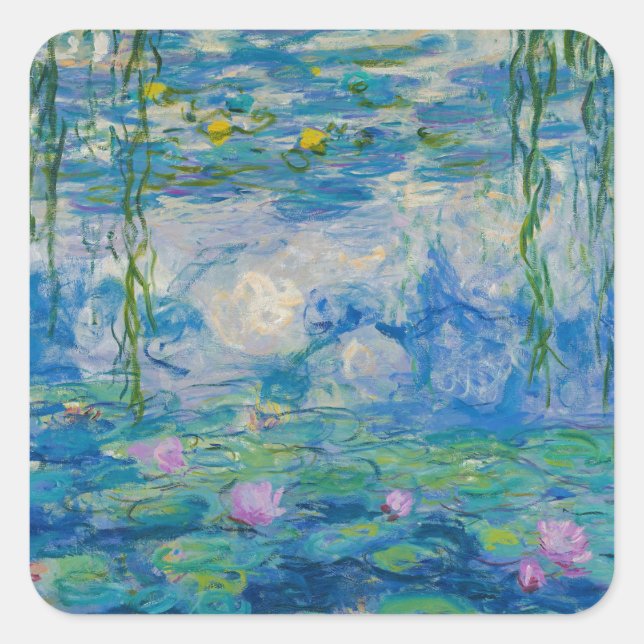 Waterlilies, 1916-1919 av Claude Monet Fyrkantigt Klistermärke (Framsida)