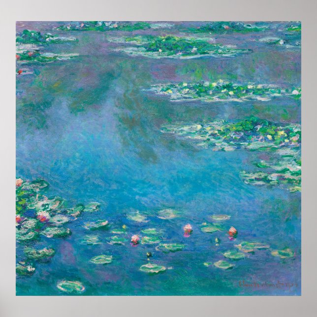 Waterlilies av Claude Monet Fine Art Painting Poster (Framsidan)