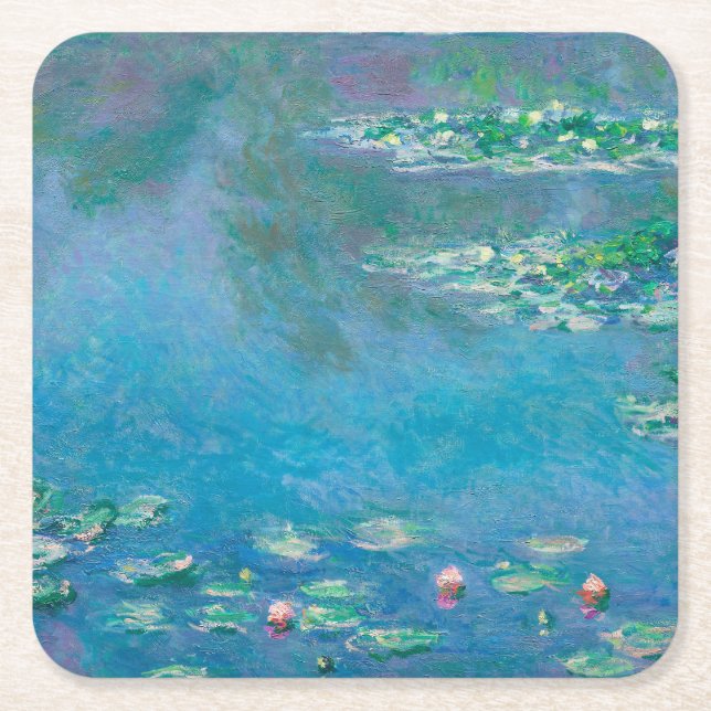 Waterlilies av Claude Monet Fine Art Painting Underlägg Papper Kvadrat (Framsidan)