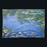 Waterlilies av Claude Monet, Vintage Fine Art Kökshandduk<br><div class="desc">Claude Monets vattenlilies är en vintage bra konstmålning med vattendroppar i en damm i Monets trädgård i hans hem i Giverny, Frankrike. En solig vår eller sommardag med det ljusa blå himmel som reflekterar i dammen. Claude Monet tyckte om att måla "en plein luft" eller "på öppet luft". En serie...</div>