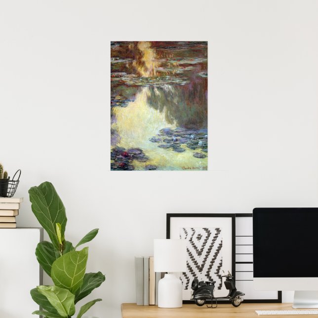 Waterlilies av Claude Monet, Vintage Fine Art Poster (Hemmakontoret)
