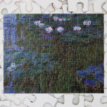 Waterlilies av Claude Monet, Vintage Fine Art Pussel<br><div class="desc">Claude Monets vattenlilies är en vintage bra konstmålning med vattendroppar i en damm i Monets trädgård i hans hem i Giverny, Frankrike. Den djupa grönten av den vipande piskan träd kastar en reflektion i dammen. Claude Monet tyckte om att måla "en plein luft" eller "på öppet luft". En serie över...</div>