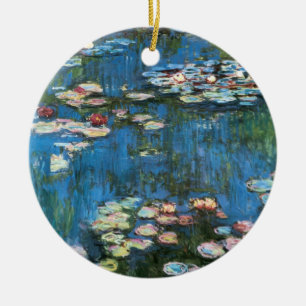 Waterlilies av Claude Monet, Vintage Impressionism Julgransprydnad Keramik