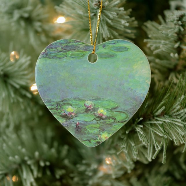 Waterlilies av Claude Monet, Vintage Impressionism Julgransprydnad Keramik (Träd)