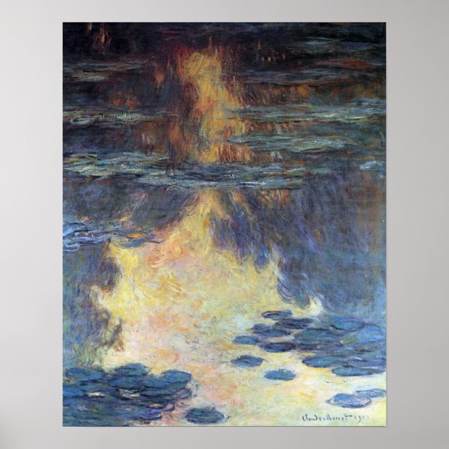 Waterlilies av Claude Monet, Vintage Impressionism Poster (Framsidan)