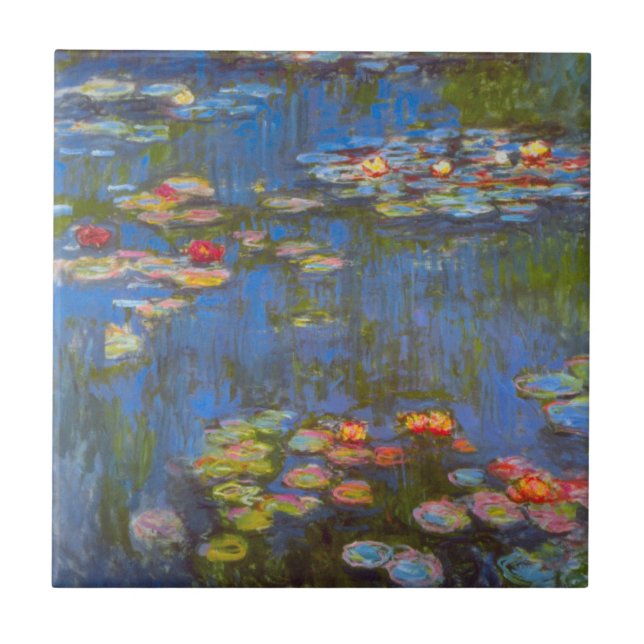 Waterlilies av Claude Monet, Vintage Nature Art Kakelplatta (Framsidan)