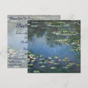 Waterlilies by Claude Monet, Vintage Flowers Inbjudningar