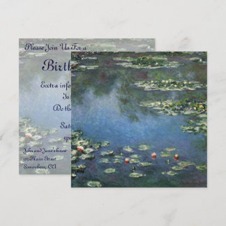 Waterlilies by Claude Monet, Vintage Flowers Inbjudningar