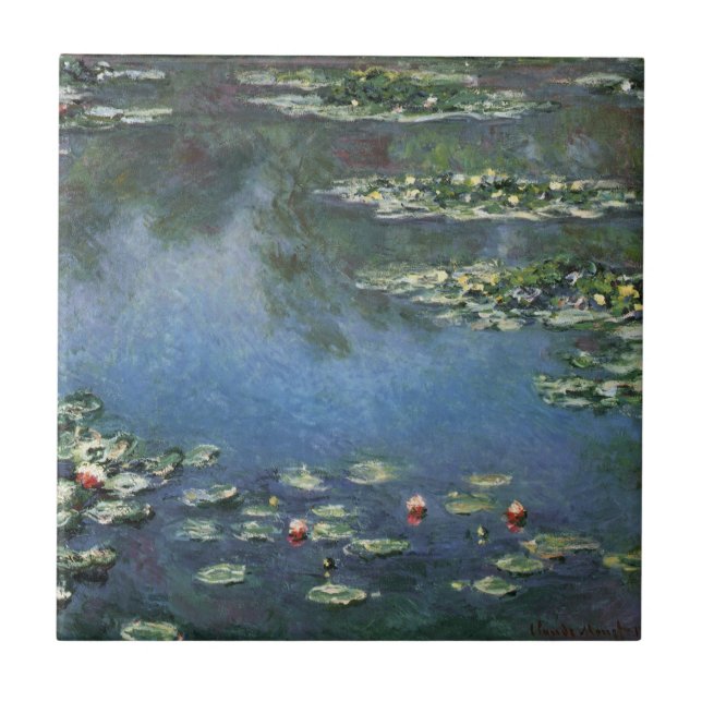 Waterlilies by Claude Monet, Vintage Flowers Kakelplatta (Framsidan)