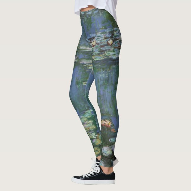 Waterlilies by Claude Monet, Vintage Flowers Leggings (Vänster)