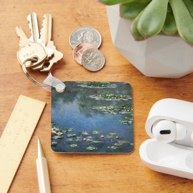 Waterlilies by Claude Monet, Vintage Flowers Nyckelring (Skrivbord)