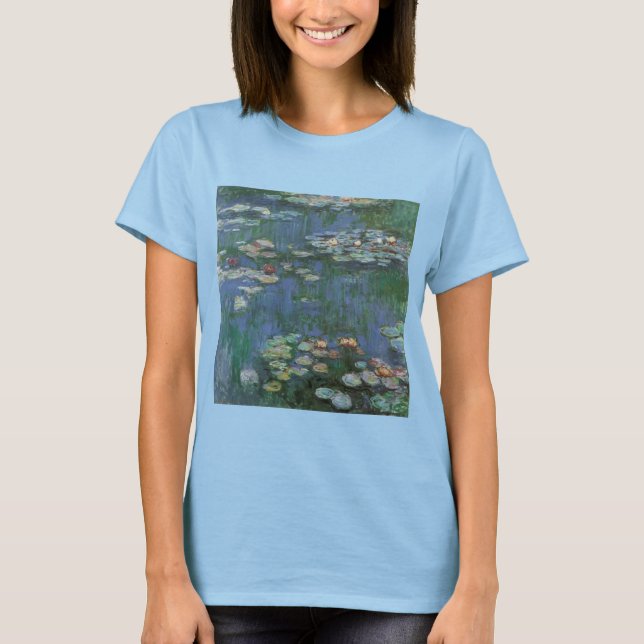Waterlilies by Claude Monet, Vintage Flowers T-shirt (Framsida)