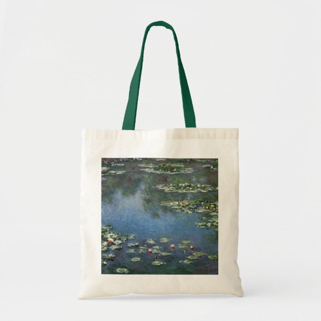 Waterlilies by Claude Monet, Vintage Flowers Tygkasse (Framsidan)
