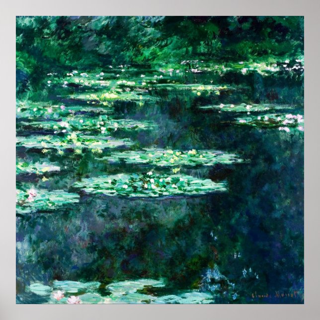 Waterlilies-målning av Claude Monet Poster (Framsidan)