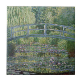 Waterlilies och Japanska Footbridge Kakelplatta
