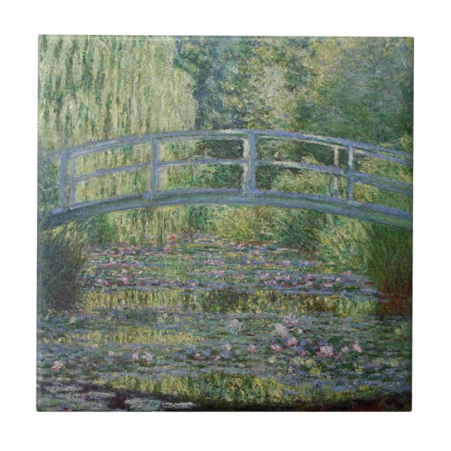 Waterlilies och Japanska Footbridge Kakelplatta (Framsidan)