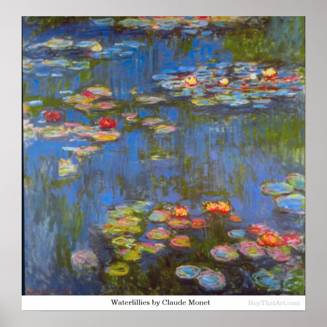Waterlillies av Claude Monet Poster (Framsidan)