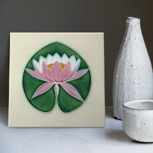 Waterlily Art nouveau Vintage Decor Boch Frères Kakelplatta