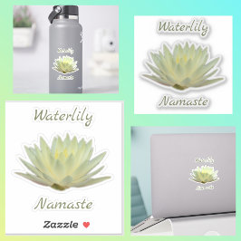 Waterlily Lotus Namaste Pastel Gult Grönt Klistermärken