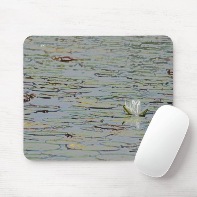 Waterlily Pond Sjö Flower I Mouse Pad Musmatta (Med mus)