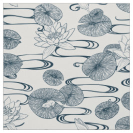 Waterlily Pond White Waterlilies Fabric Tyg