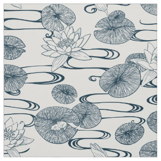 Waterlily Pond White Waterlilies Fabric Tyg
