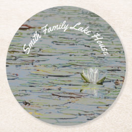 Waterlily Sjö Flowers Pastel Papper Underlägg Rund