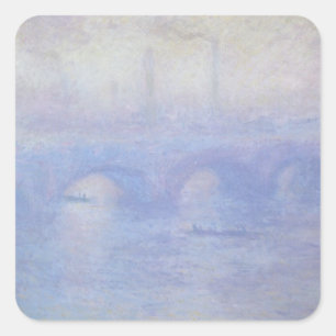 Waterloo Bridge, Dimmaeffekt av Claude Monet Fyrkantigt Klistermärke