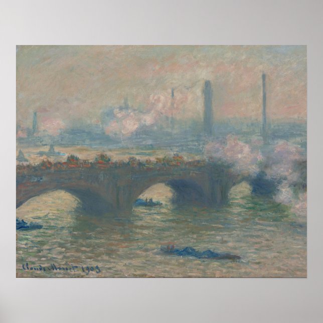 Waterloo Bridge, Grått Day (1903) av Claude Monet Poster (Framsidan)