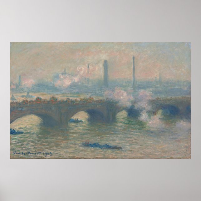 Waterloo Bridge, Grått Day - Claude Monet Fine Art Poster (Framsidan)