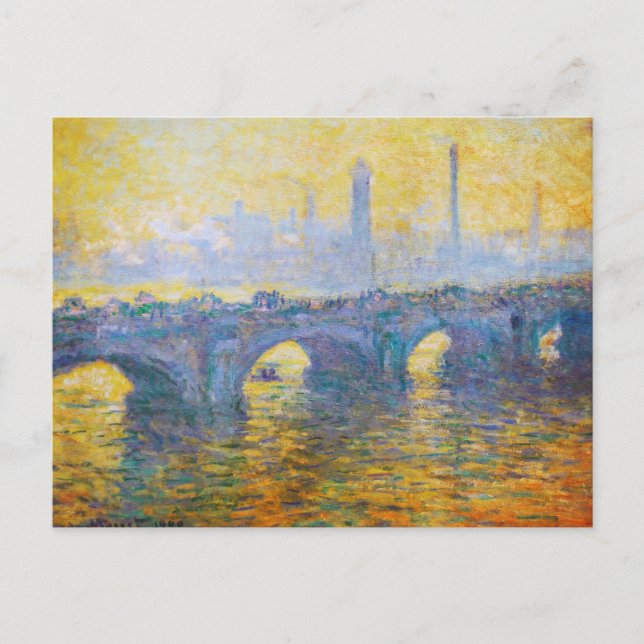 Waterloo Bridge, Grått Weather, 1900 Claude Monet Vykort (Framsida)