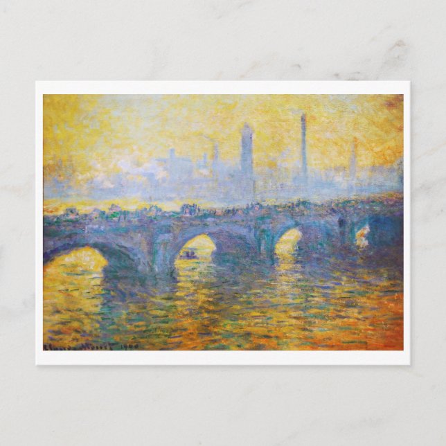 Waterloo Bridge, Grått Weather, 1900 Claude Monet Vykort (Framsida)