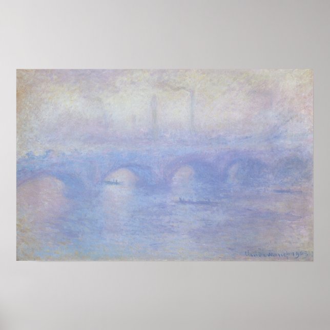 Waterloo Bridge, Mist Effect av Claude Monet Poster (Framsidan)
