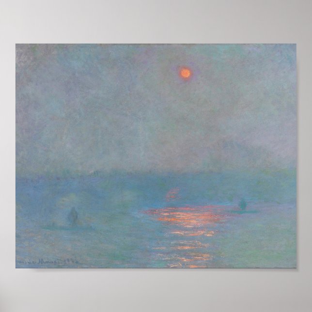 Waterloo Bridge Sunlight Effect i Fog Monet Poster (Framsidan)