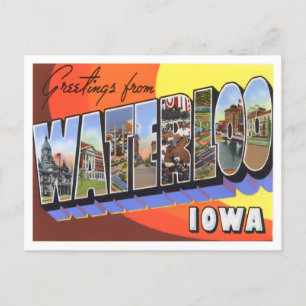 Waterloo, Iowa Vintage Big Brev Postcard Vykort