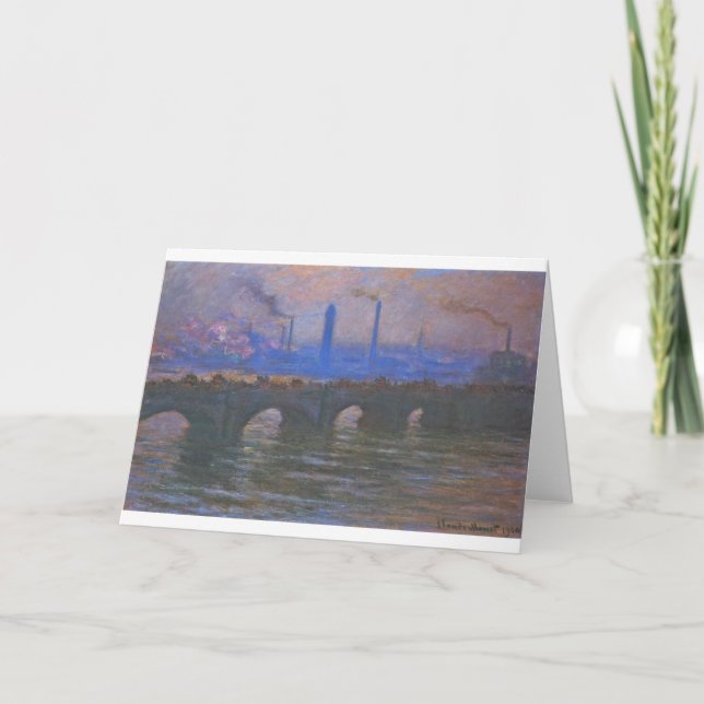Waterloo överbryggar, mulet väder vid Claude Monet Kort (Framsida)
