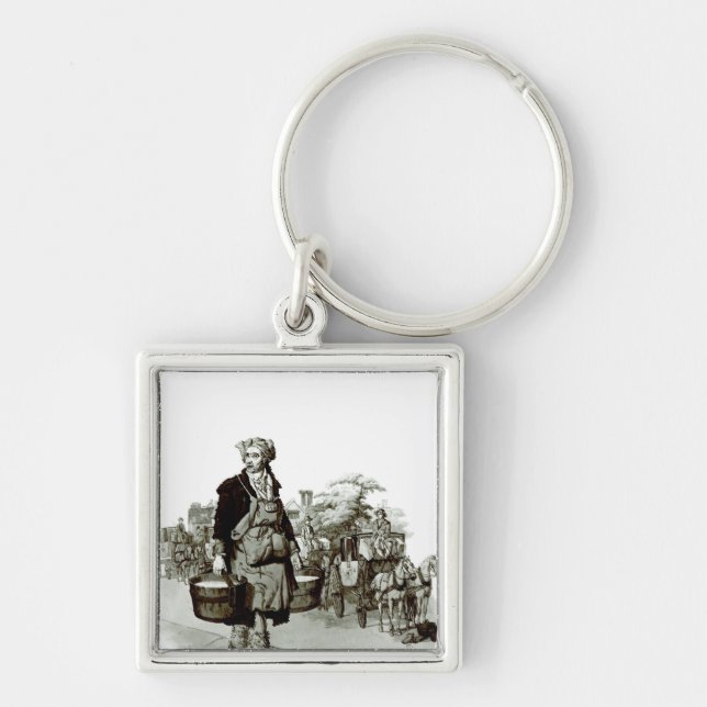 Waterman på ett lagledarestativ, 1805 fyrkantig silverfärgad nyckelring (Framsidan)