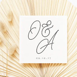 Watermark Monogram Bröllop i svartvitt Pappersservett